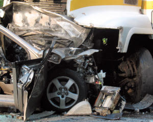 car and truck smashed accident